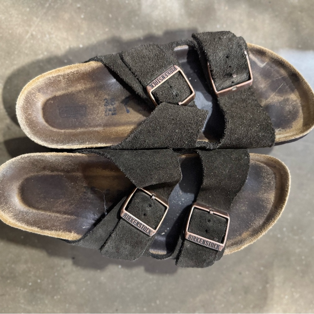 Birkenstock Dark Brown Suede Slip-On Sandals Sz 38